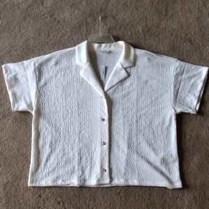 Madewell Crinkle Knit Button Front Top